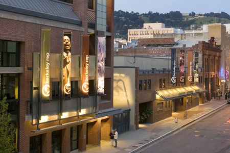 An exterior view of the three-building theatre complex at the Tony Award-winning Berkeley Repertory Theatre. Photographer: Kevin Berne An exterior view of the three-building theatre complex at the Tony Award-winning Berkeley Repertory Theatre. Photographer: Kevin Berne