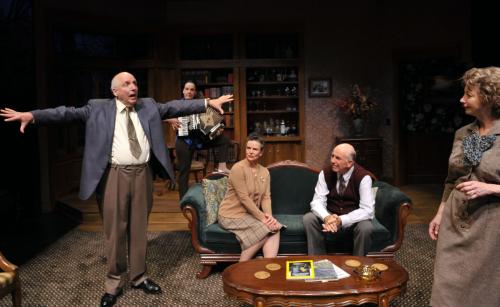 Tobias* (l, Ken Grantham*) tries to put his house back in order as Agnes (r, Kimberly King*), houseguests Edna and Harry (seated Anne Darragh*, Charles Dean*), and Claire (back, Jamie Jones*) watch. Tobias* (l, Ken Grantham*) tries to put his house back in order as Agnes (r, Kimberly King*), houseguests Edna and Harry (seated Anne Darragh*, Charles Dean*), and Claire (back, Jamie Jones*) watch.
