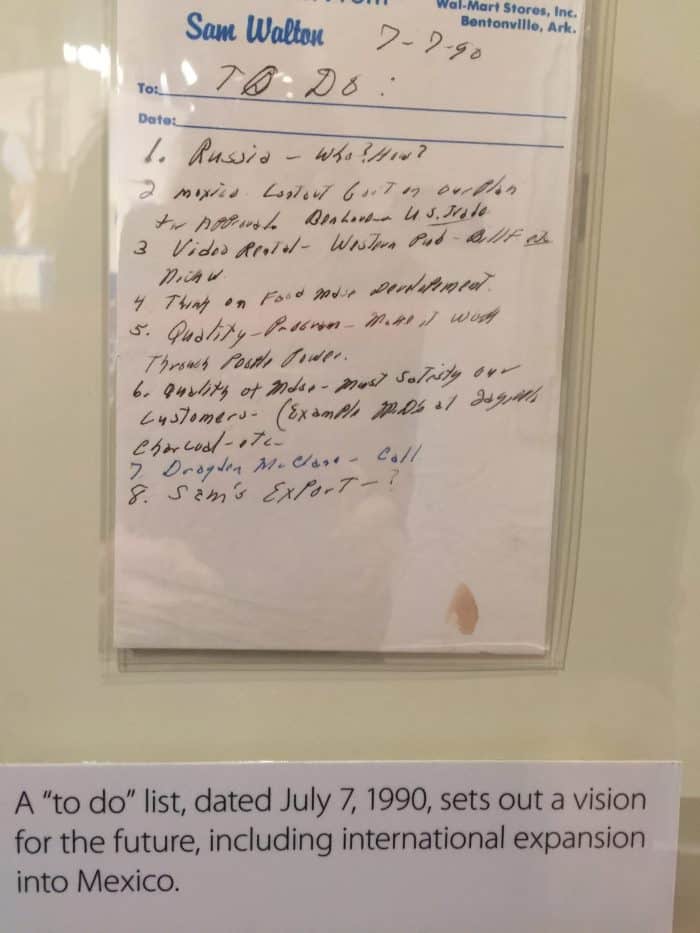 Walmart Museum: Sam's prophetic To-Do list Walmart Museum: Sam's prophetic To-Do list