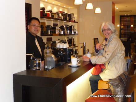 espresso-vancouver Coffee at the Nespresso Boutique - sporting new jacket purchased at Zara