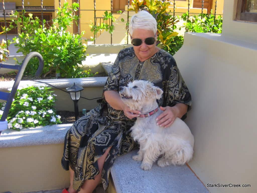 Met Colette and her friend Max. Colette was nice enough to let us use her terrace for the interview with the mayor of Loreto.