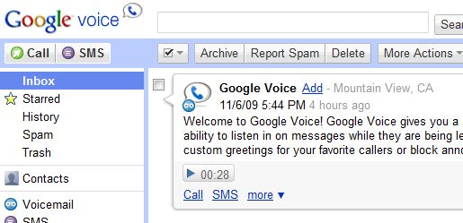 Google Voice Screenshot Stark Insider