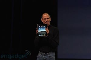 Steve Jobs announces iPad. Photo: Engadget.