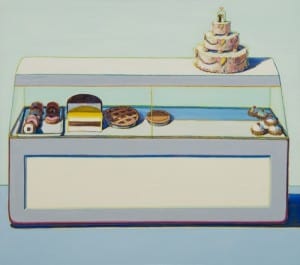 Wayne Thiebaud  Bakery Case, 1996  Oil on canvas  60 x 72 inches  Thiebaud Family Collection 