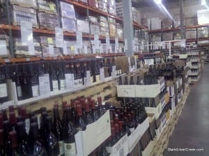 Costco wine section, now in jeans and t-shirt