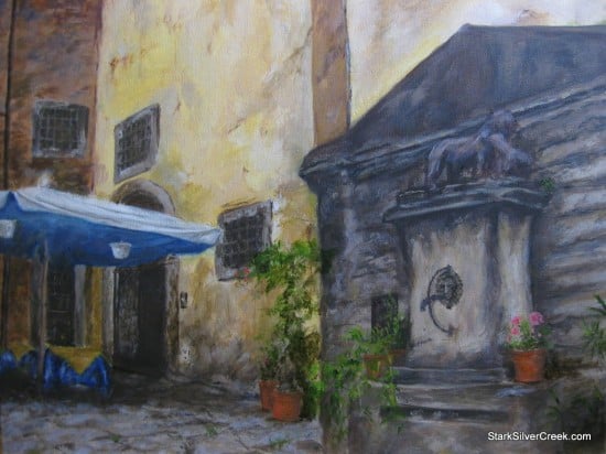 Streets-of-Rome-Oil-Painting-Green-Plants-1