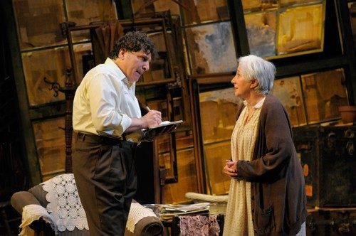 Vigil at American Conservatory Theater San Francisco Kemp (Marco Barricelli) tries to get Grace (Olympia Dukakis) involved in the planning of her funeral. Photo by Kevin Berne.