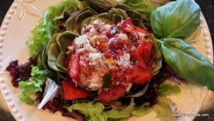 artichoke and crab salad with strawberry basil vinaigrette