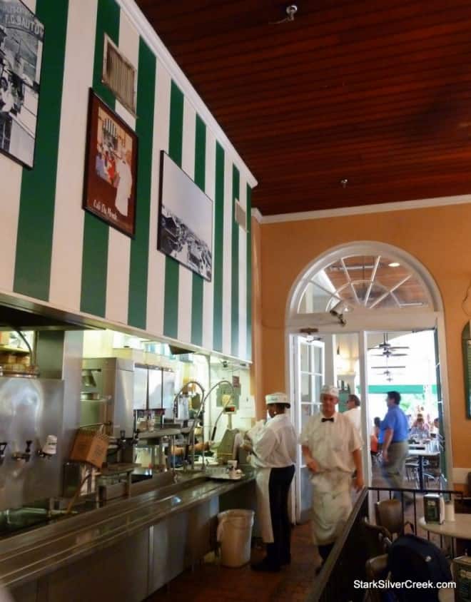 Café du Monde Waitstaff Café du Monde waiters in white uniforms taking a break