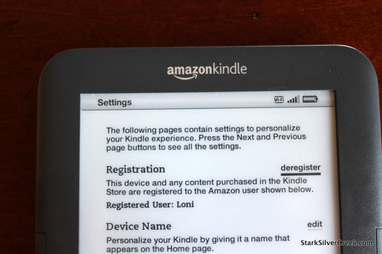 Amazon Kindle 3: Registering Device Amazon Kindle 3: Registering Device