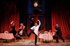 She Loves Me, Center Rep Left to Right: Emma Goldin, Sharon Rietkerk, Derek Travis Collard, Dane Paul Andres, Lynda DiVito, Zachary Franczak. Photo credit: www.kevinberne.com.