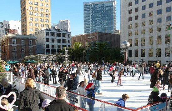 Ice skaters at the 2009 Safeway Holiday Ice Rink in Union Square Ice skaters at the 2009 Safeway Holiday Ice Rink in Union Square
