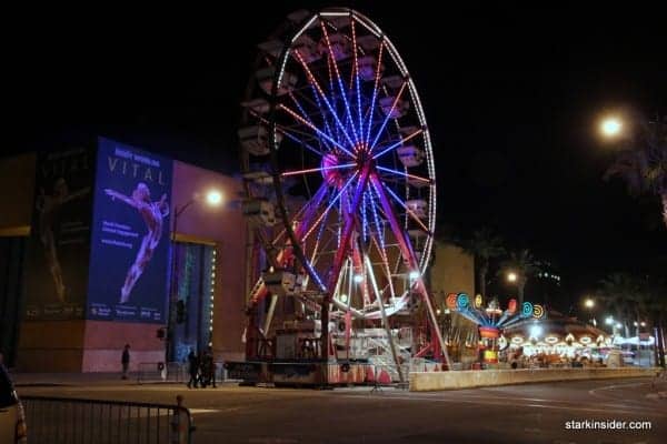 A ferris wheel by the Tech museum provides great views of downtown. A ferris wheel by the Tech museum provides great views of downtown.