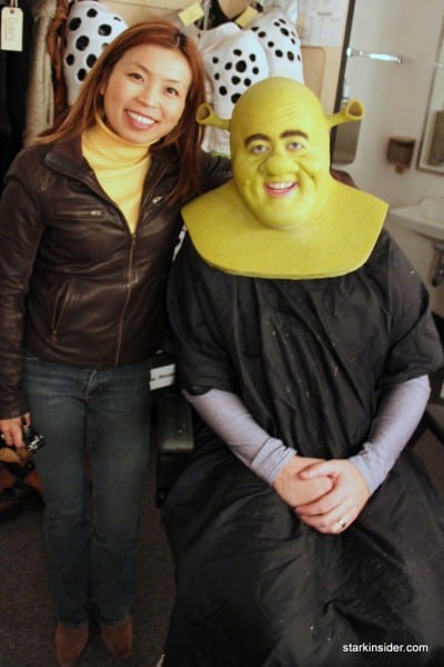 Loni strikes a half-Farquaad next to Eric Petersen, who's almost ready for the stage.