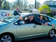 Eric, Larry and Sergey in a self-driving car.