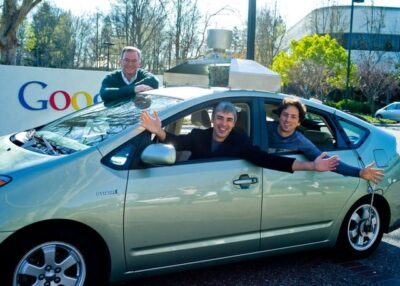 Eric, Larry and Sergey in a self-driving car.