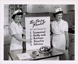 Who doesn't like attractive dairy? A cooking demonstration from 1950. Who doesn't like attractive dairy? A cooking demonstration from 1950.