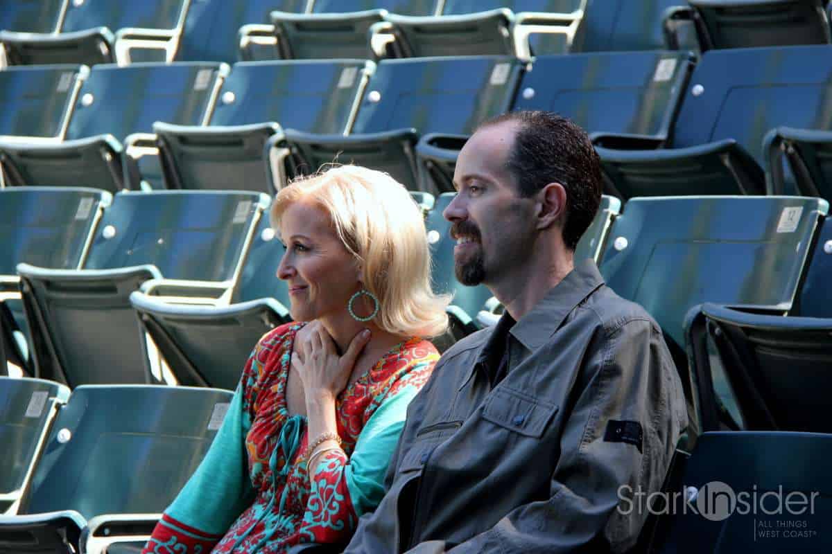 Montalvo's Angela McConnell and Arttec's Gary Harmon watch Brian McKnight during sound check.