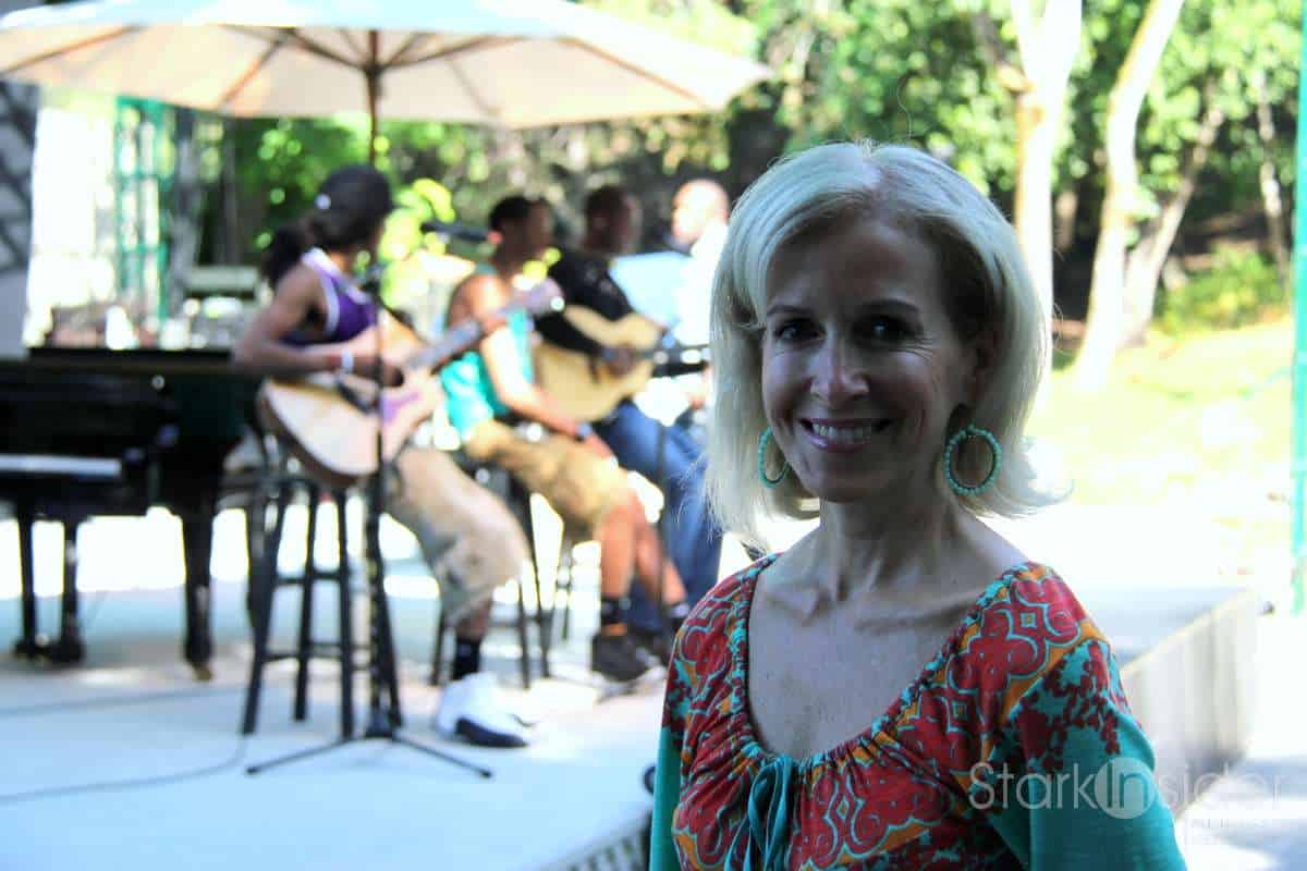 Montalvo Executive Director Angela McConnell takes a moment to stop by Brian McKnight's sound check.