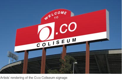 Artist's Rendering of Overstock O.co Coliseum sign Artist's Rendering of Overstock O.co Coliseum sign