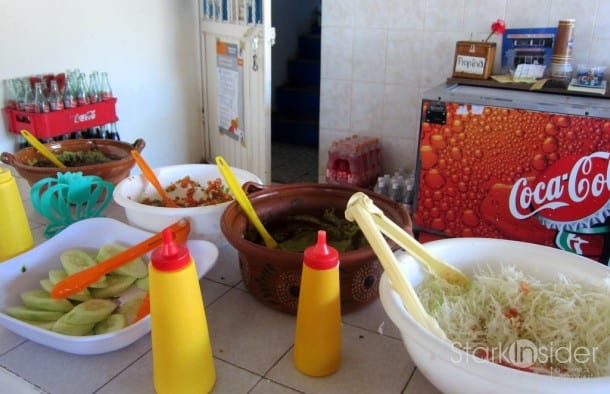 Condiments are placed in family-style bowls that invite patrons to build their own tacos. I decided to sit at the bar area so I could get a good view of the tacos being made as well as get convenient access to all the taco dressings. While there, I saw a fresh batch of guacamole get blended and poured into the bowl. It doesn't get fresher than that. Condiments are placed in family-style bowls that invite patrons to build their own tacos. I decided to sit at the bar area so I could get a good view of the tacos being made as well as get convenient access to all the taco dressings. While there, I saw a fresh batch of guacamole get blended and poured into the bowl. It doesn't get fresher than that.