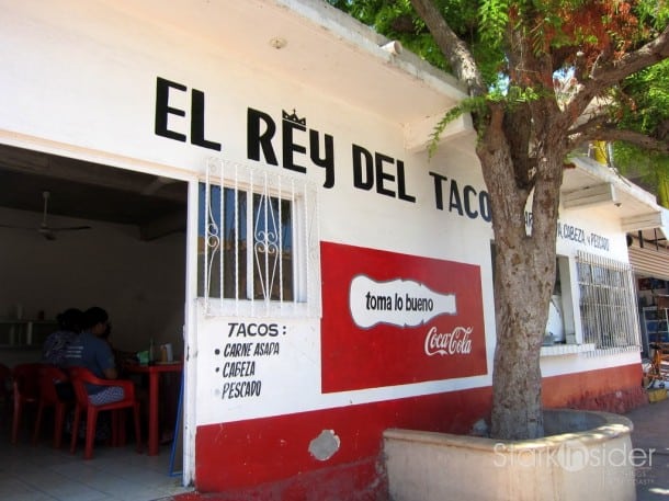 Front of El Rey Del Taco. Its distinctive red and white building is hard to miss. It does seem that Coca Cola commissioned Andy Warhol to paint this building. Front of El Rey Del Taco. Its distinctive red and white building is hard to miss. It does seem that Coca Cola commissioned Andy Warhol to paint this building.