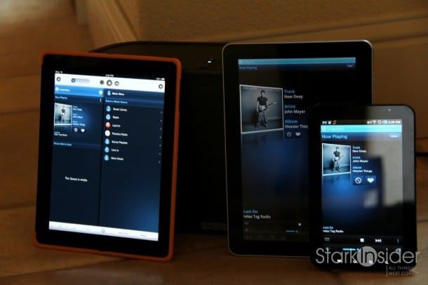 Sonos Play:5 - pick a controller, any controller. Left to Right: Apple iPad, Samsung Galaxy Tab 10.1, Samsung Galaxy Tab
