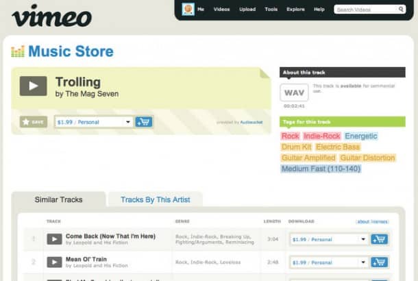 Vimeo Music Store launched