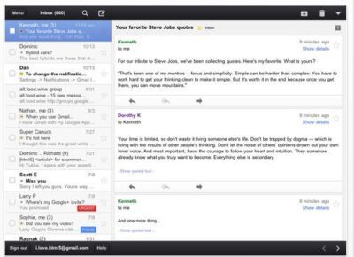 Gmail App on iPad 2
