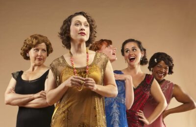 LtoR, Lisa-Marie Newton (Constance), Teressa Byrne (Kay), Skye Violet Wilson (Gilda Grant), Amie Shapiro (Molly), Erica Kimble (Billie).