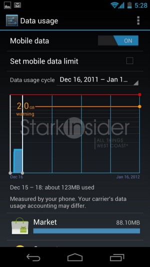 Data Usage - Ice Cream Sanwich Data Usage - Ice Cream Sanwich