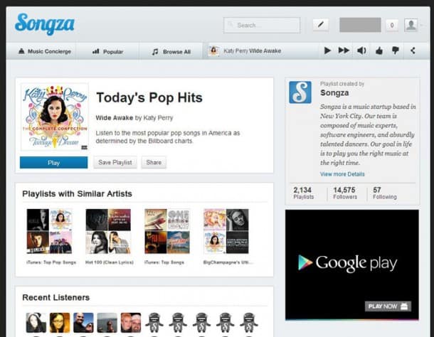 Songza - Web Interface