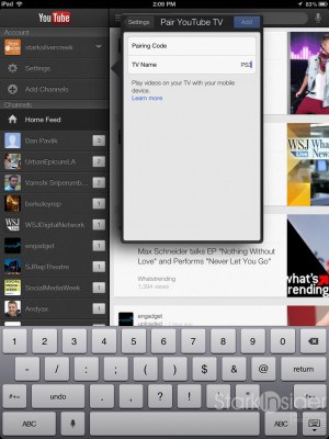 Pairing YouTube TV on an iPad To setup Direct to TV, enter a code into the iPad generated by the YouTube app.