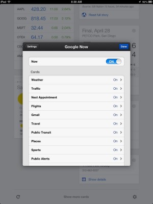 Google Now Cards - iPad Mini Google Now Cards - iPad Mini