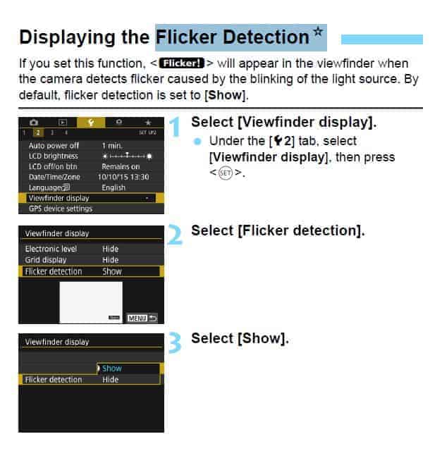 Canon EOS 80D Flicker Detection