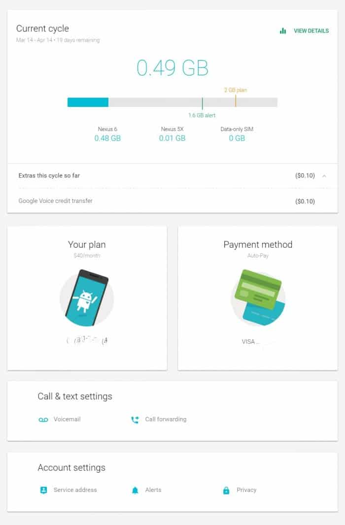 Project Fi Account Dashboard