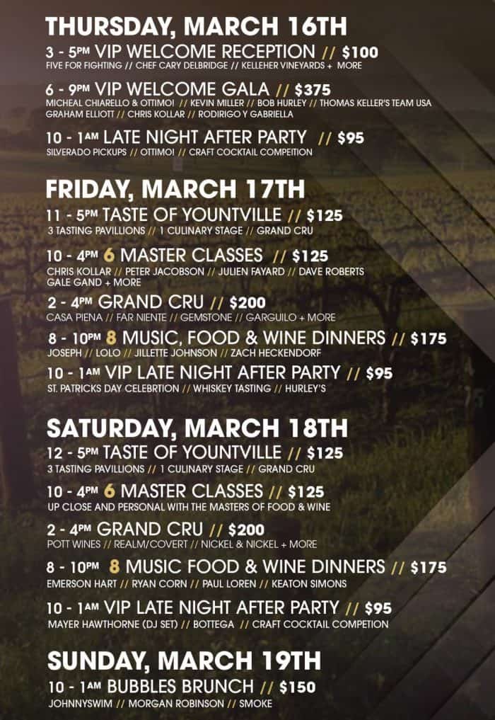 Yountville Live schedule