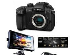 Panasonic Lumix DC-GH5 Mirrorless Camera Body, Black - Pro FilmMaker Kit - V-Log L Function Firmware Upgrade Kit, Atomos Ninja Inferno All-in-1 Monitor Recorder, HDMI to HDMI Cable, Atomos Power Kit