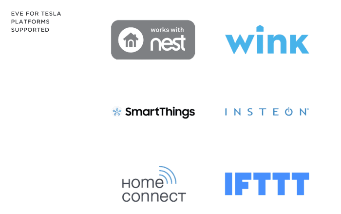 Eve for Tesla supported smart home platform and cloud services
