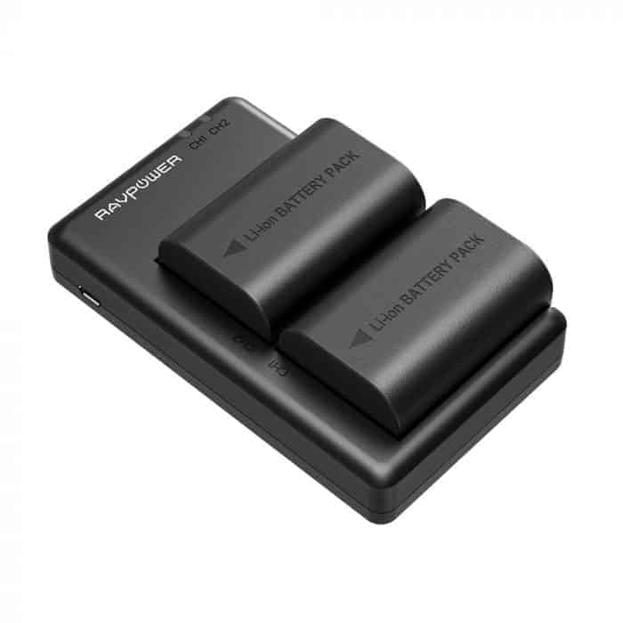 LP-E6 LP E6N Battery RAVPower Rechargeable Battery Charger Set for Canon 5D Mark II III IV, 5Ds, 6D, 70D, 80D and More