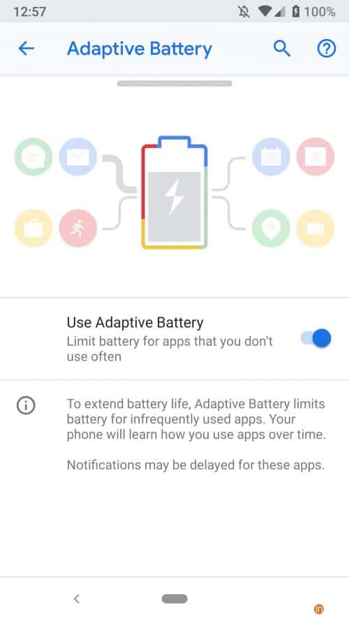Google Android 9 Pie - Battery optimization using Deepmind AI