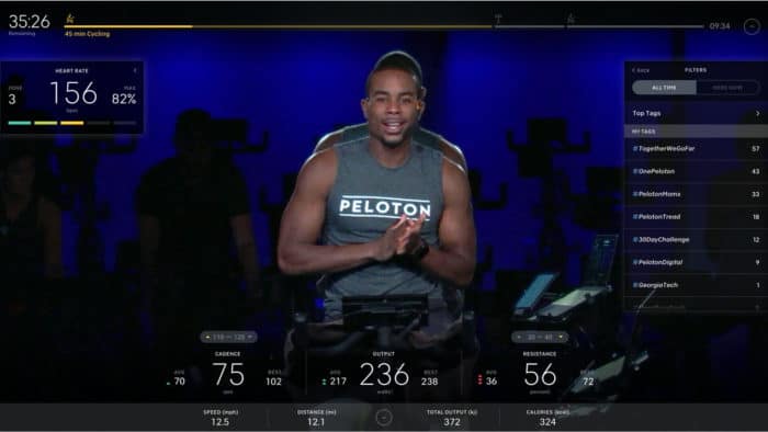 Peloton - Alex Toussaint bike class tag leaderboard