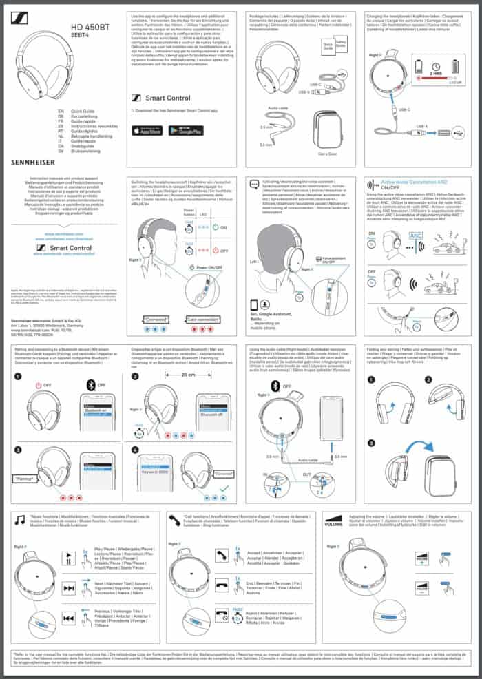 Sennheiser HD 450BT headphones - Quick Guide