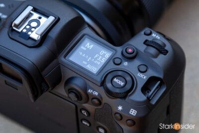 Canon EOS R5 LCD and top plate dials and controls
