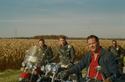 Boyd Holbrook, Austin Butler and Tom Hardy in 'The Bikeriders' Photo credit: Mike Faist/Focus Features