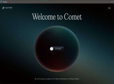 Welcome screen from Comet browser onboarding