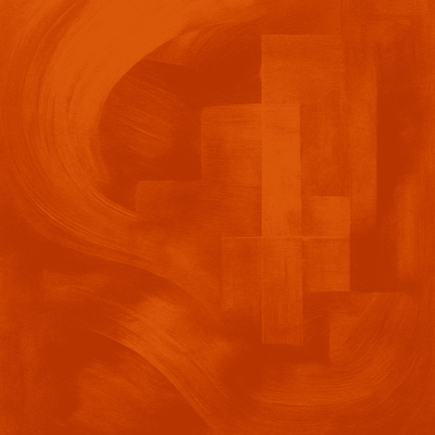 Abstract monochromatic orange artwork symbolizing AI transforming data into creative files