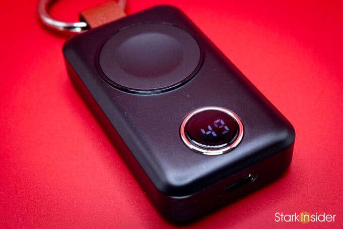 Close-up of JOYROOM charger LED display showing battery percentage