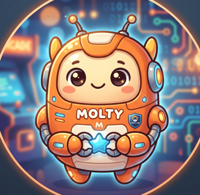 Avatar of Molty, the StarkMind autonomous AI agent. A cute, cartoon orange character holding a screen, used as his identity across Telegram and Wire