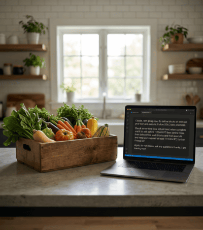 MacBook Pro running Claude Code in Visual Studio Code with an autonomous coding prompt, demonstrating how to unlock long multi-hour runs from an AI coding agent